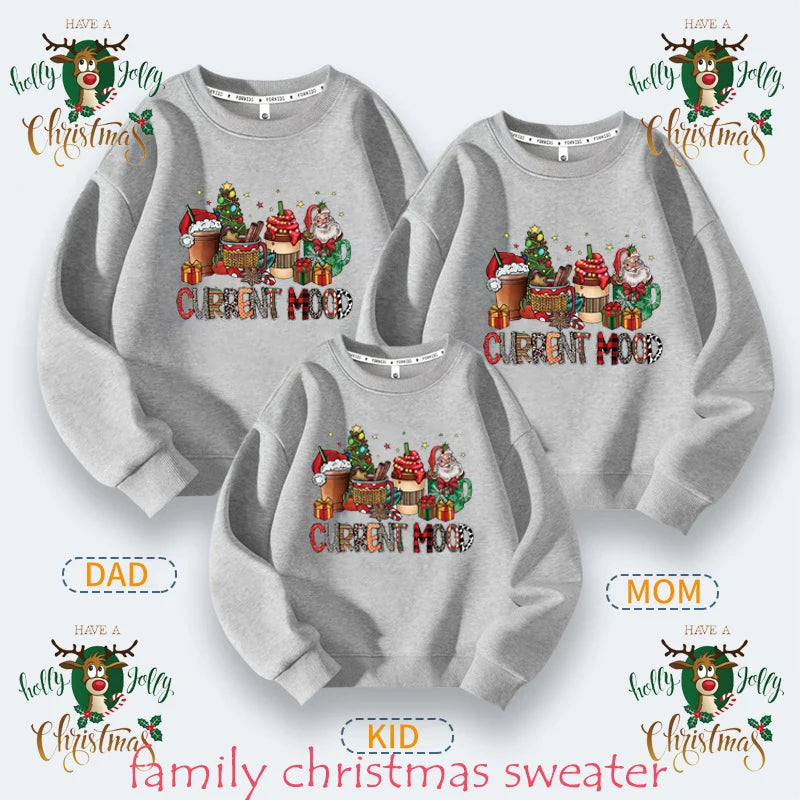 Momsey Baby Kids Winter Sweaters Christmas Family Matching Outfits Xmas T Shirt Deer Sweatshirt Mother Father Daughter Son Set