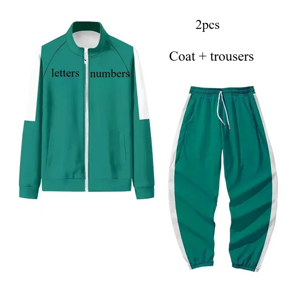 Maxy Calamari Game Cosplay Costume Green Tracksuit Outfits Jacket T-shirt Pants 001 456 230 Teenagers Sweatshirt Adult ★ ★