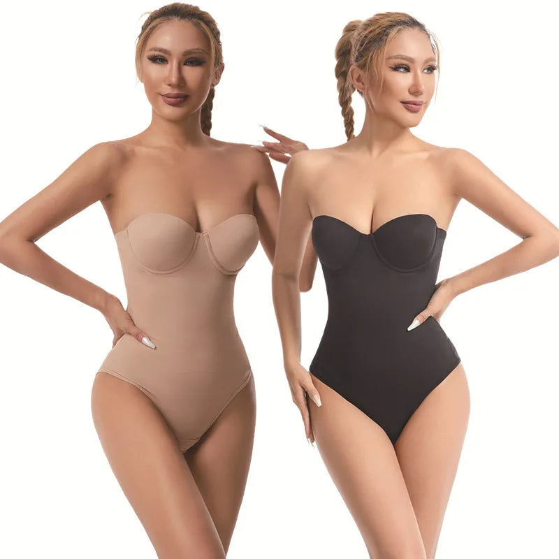 Maxy Cross-Border Plus Size Seamless One-Piece Shapewear Dress Special Strapless Corset Waist Cincher Hip Lifter with Bra