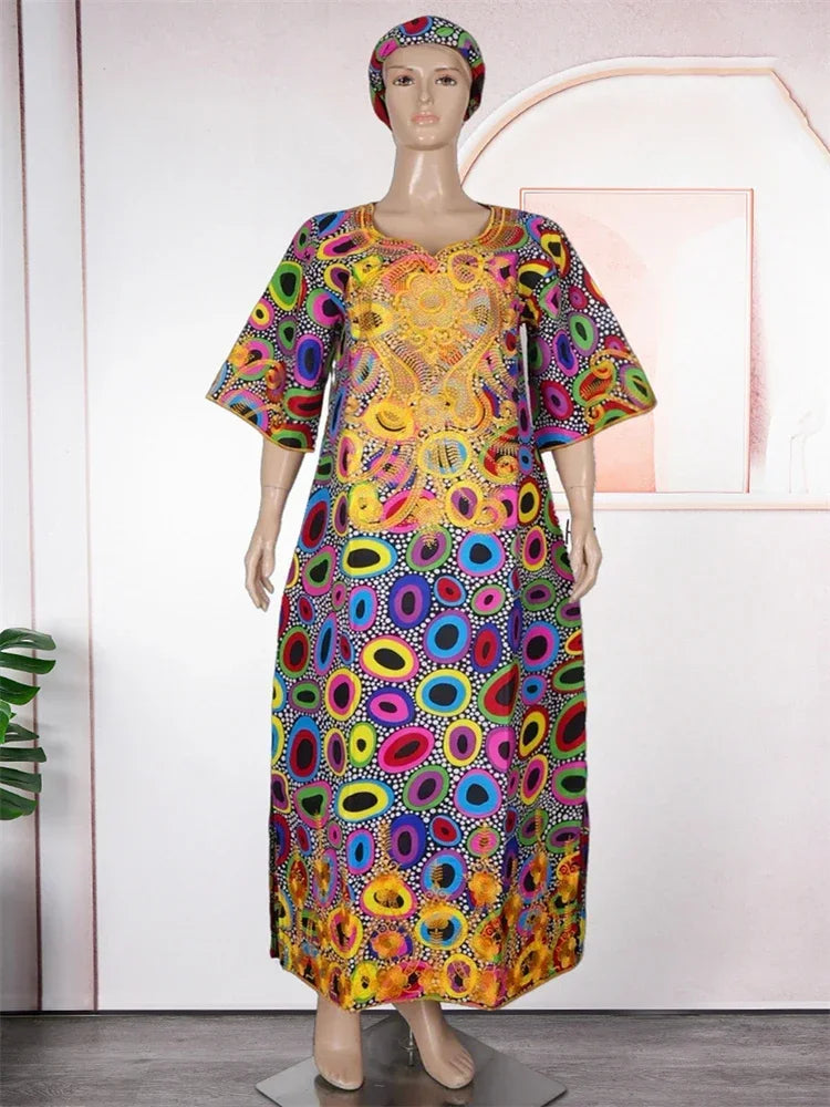 Maxy African Women Traditional Outfit Dashiki Wax Dresses Plus Size Embroidery Maxi Robe Party Evening Gown Turkey Africa Clothing
