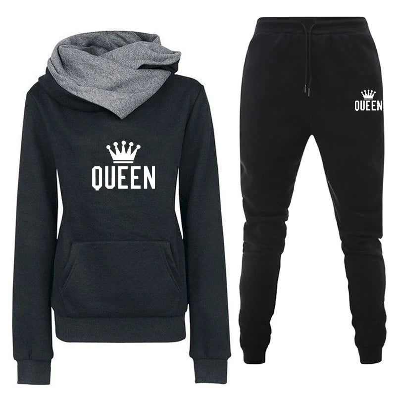 Tracksuit Women Printting Hoodies Sets Fitness Long Sleeve Hooded Casual Suits Chic Pullover Hoodie Classic Pants Base Clothes