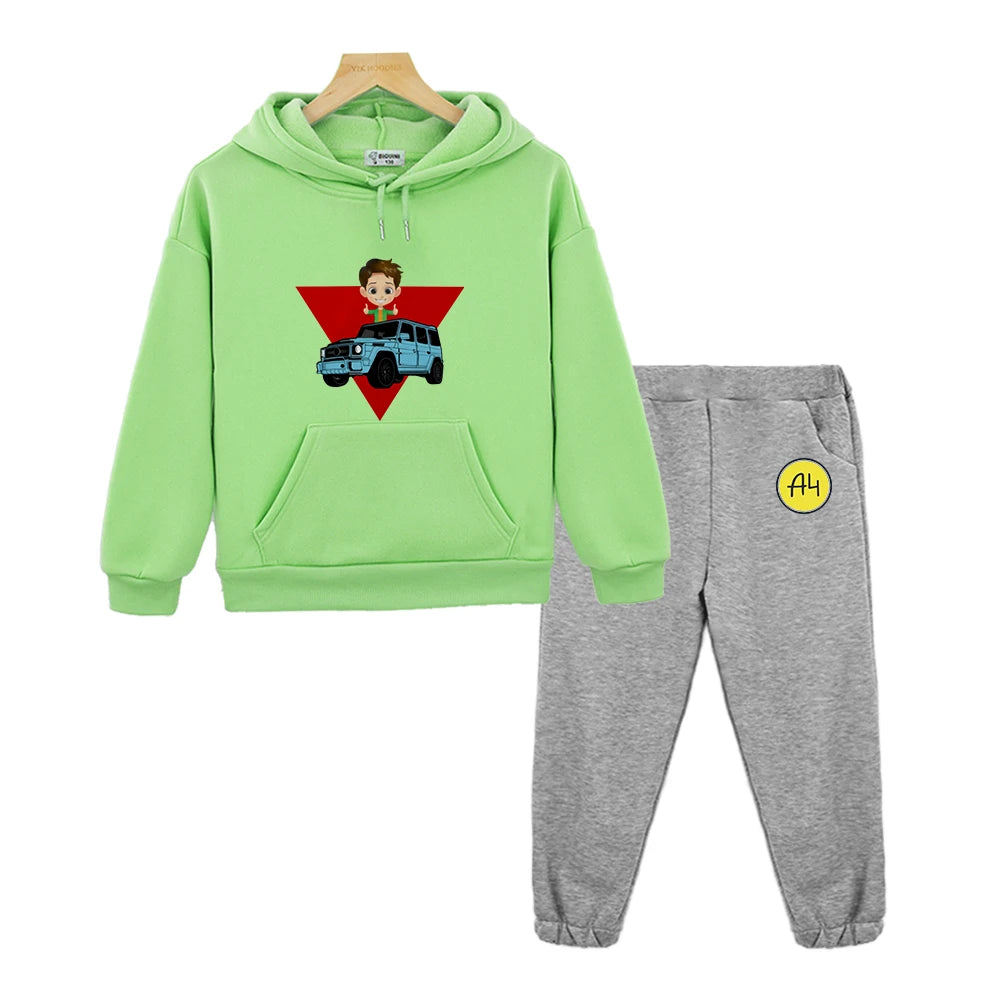 Maxy Kids Merch A4 Hoodie for Boy Suit мерч а4 Sweatshirt with Hood Children Costume Set Child Toddler Girl Winter Clothes Top Pants