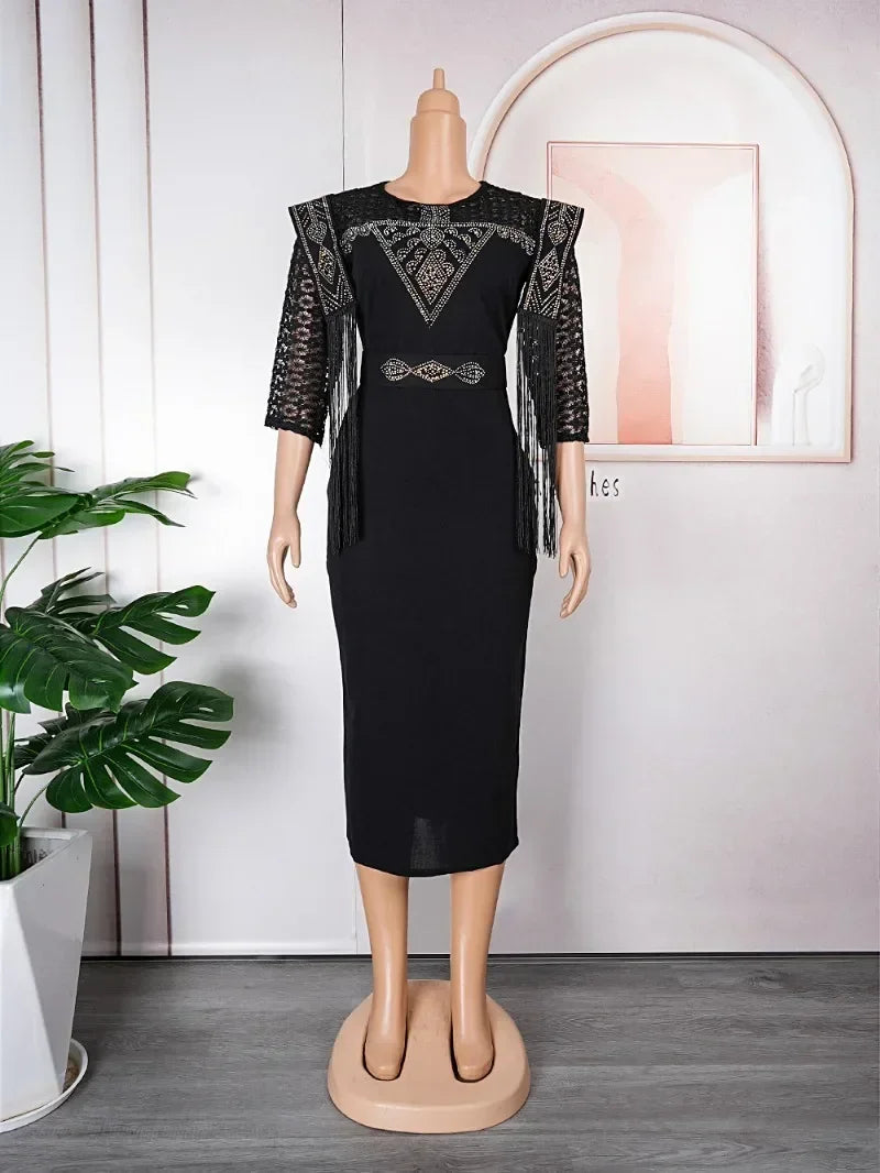 Maxy Plus Size African Party Dresses for Women Summer Fashion Dashiki Ankara Lace Wedding Gowns Elegant Turkey Maxy Dress