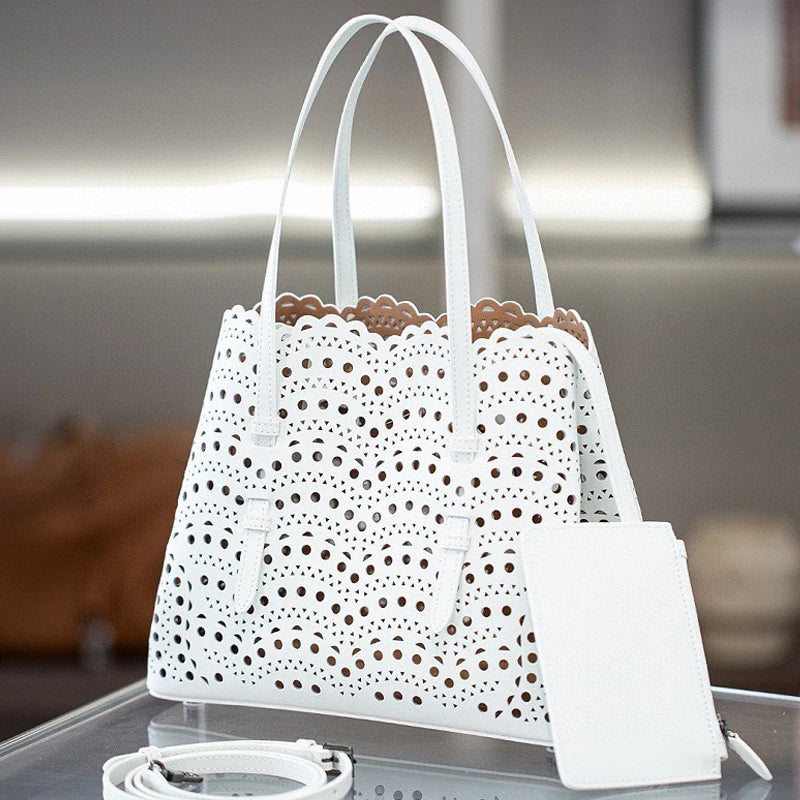 Maxy Custom Initials Genuine Leather Tote Bags For Women Luxury Designer Handbags Purses 2025 New In Cowhide Hollow Underarm Shoulder