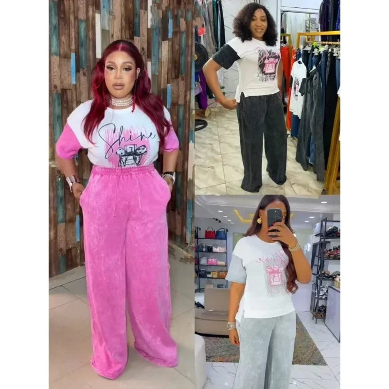 Maxy 2 Piece Women Sets Dashiki African New Arrival Spring Summer Matching Sets Two Pieces Sets Top Pants Suits Outfits Clothing