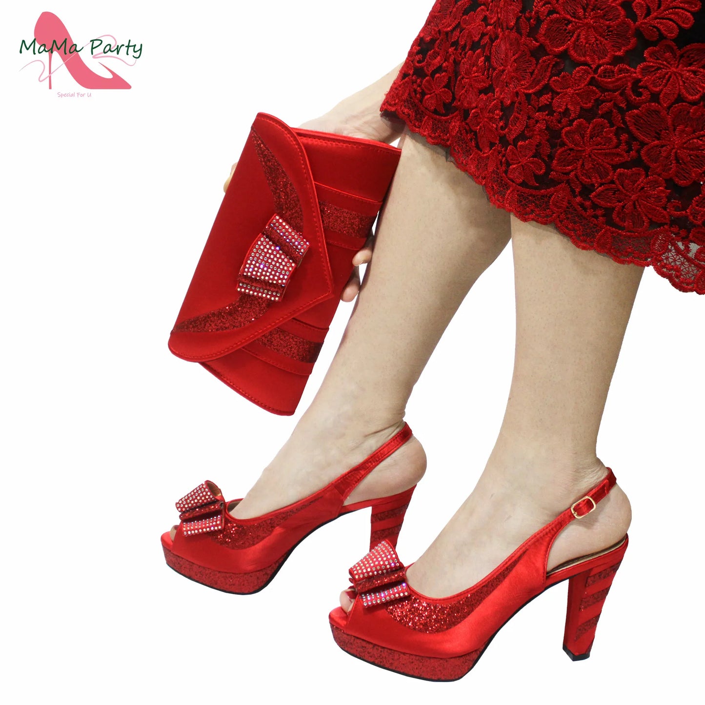 Momsey 2024 Specials Design Black Color Nigerian Women Shoes and Bag Set High Quality Slingback Sandals with Appliques for Wedding