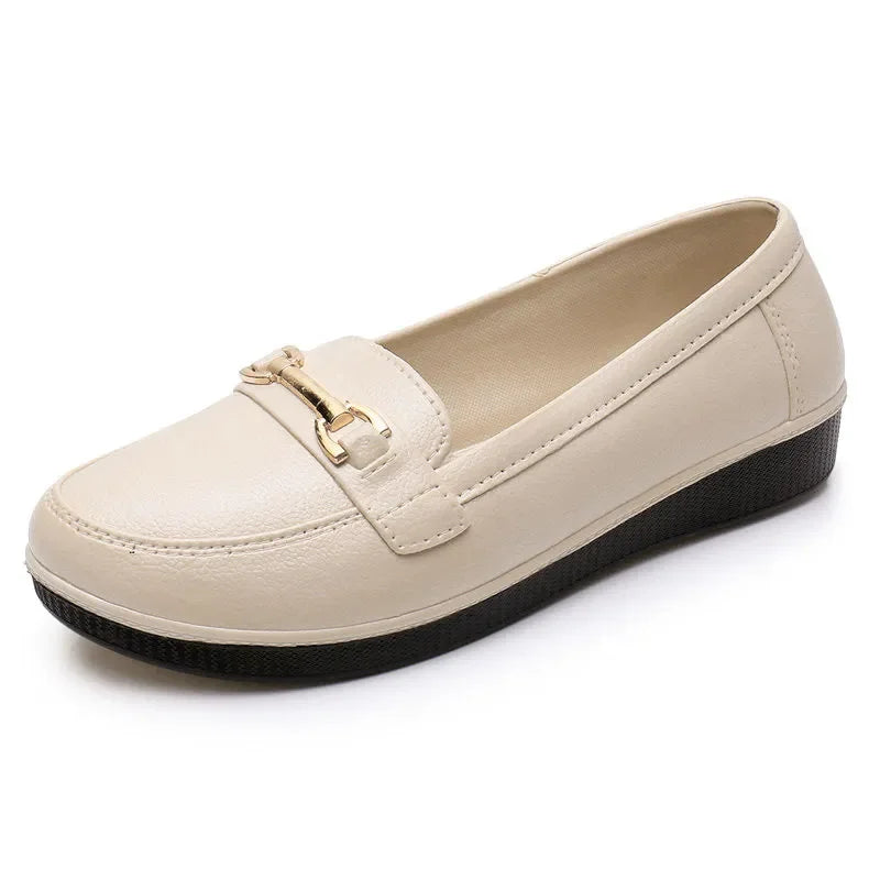 Maxy women casual round toe street anti skid shoes lady leisure black comfort hotel work flats red loafers fa42