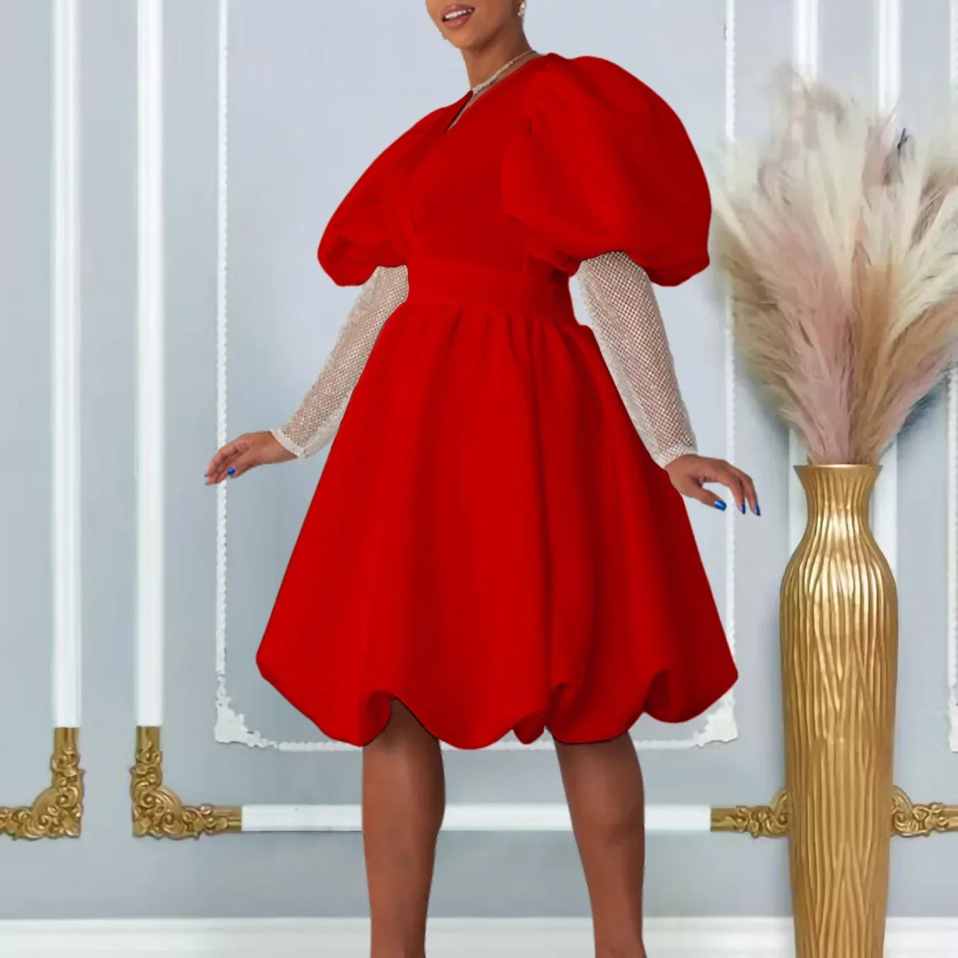 Maxy African Dresses for Women Elegant Dashiki Autumn Spring Maxy Dress Ladies Traditional African Clothing Fairy Dresses