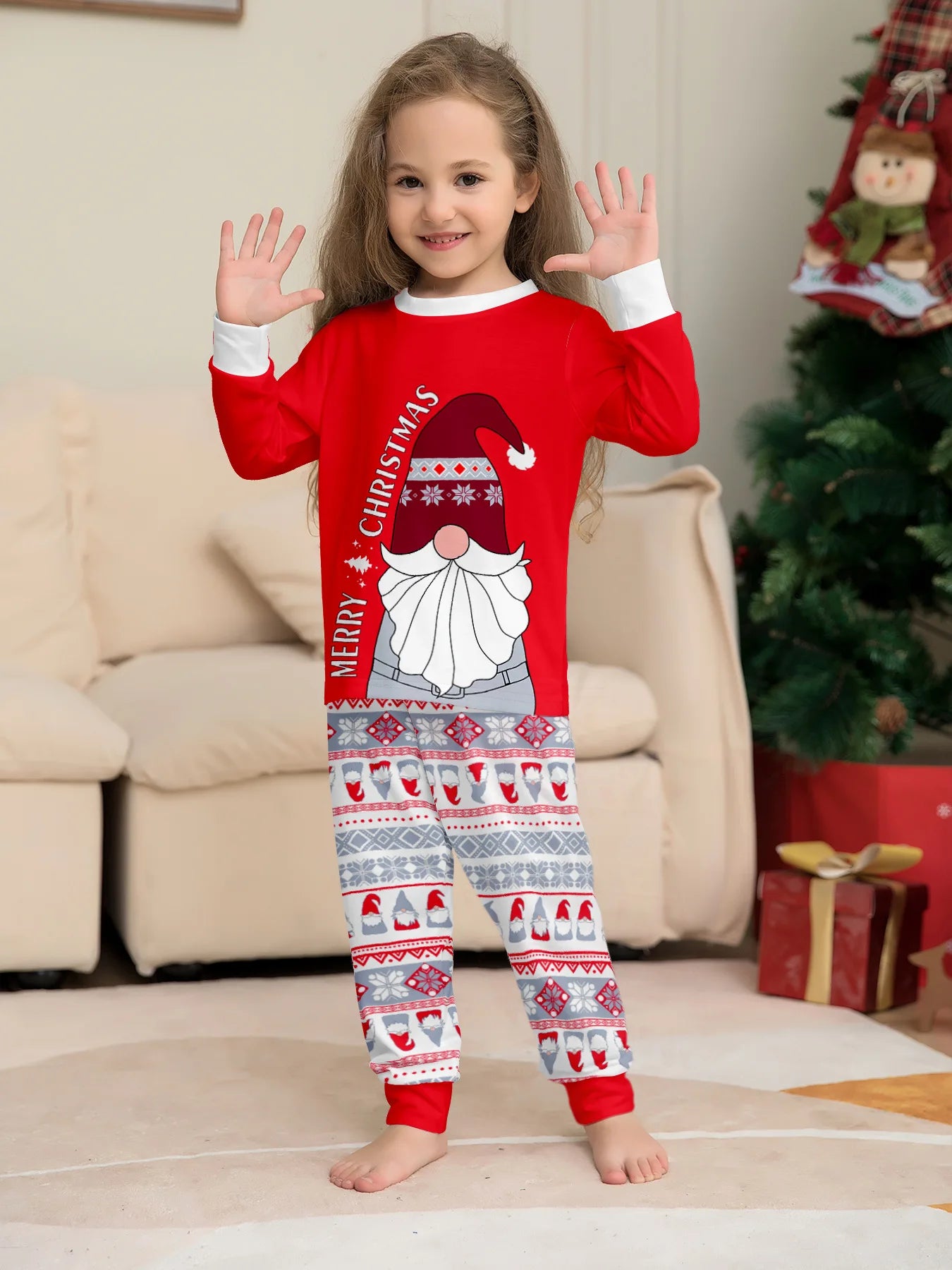 Family Matching Outfits Christmas Pajamas Set Santa Claus Print Adult Kids Dad Mother Baby Clothes Tops+Pants Xmas Sleepwear