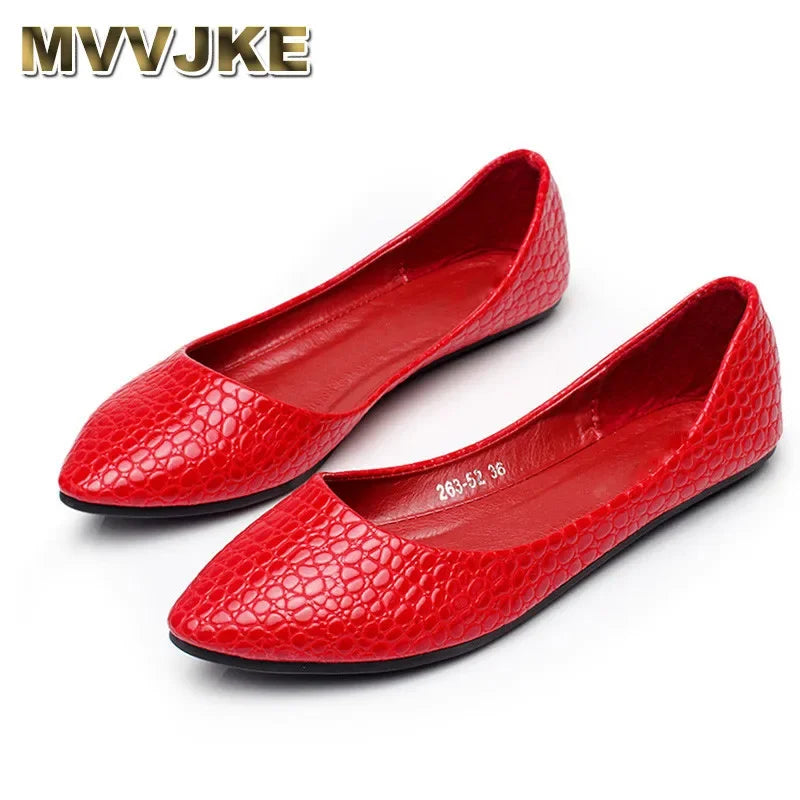 Amay Women plus size shoes 46 red, black pointed toe flats soft slip-on new arrival american and european style