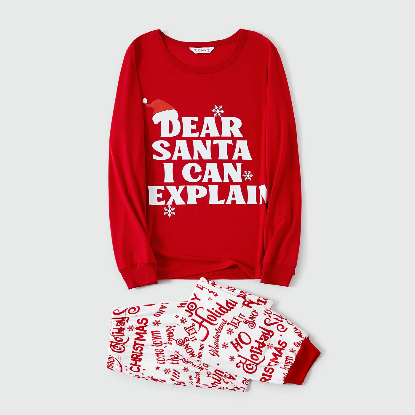 PatPat Christmas Family Matching Long-sleeve Letter Print Red Pajamas Sets (Flame Resistant)