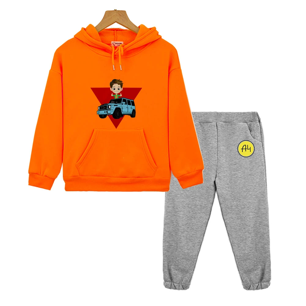 Maxy Kids Merch A4 Hoodie for Boy Suit мерч а4 Sweatshirt with Hood Children Costume Set Child Toddler Girl Winter Clothes Top Pants