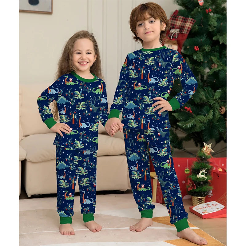 Christmas Max Matching Pajamas Family Outfits 2024 New Year Father Mother Kids Dinosaur Family Look Sleepwear Pyjamas Clothes Sets