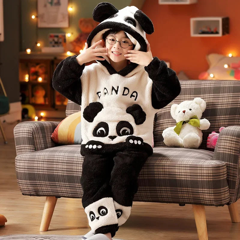 New 2024 Kids Boys Girls Pajamas Cartoon Long Sleeve Cute Warm Tops with Pants Toddler Baby Autumn Winter Sleeping Clothes Sets