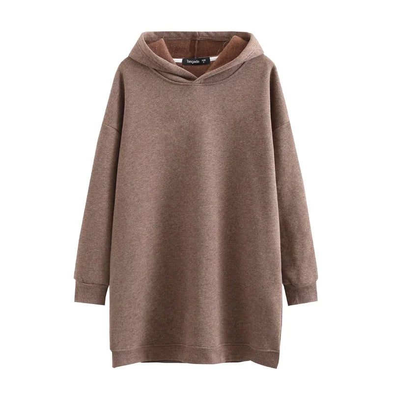 Maxy Tangara Winter Family Set Kids Costume Oversized Top Pocekt Women 100% Cotton Fleece Hoodies Sweatshirt Dress 6L50