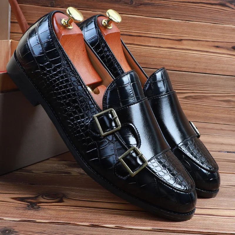Amay New Spring Fashion British Men Casual Shoes Crocodile Designer Formal Dress Leather Shoes Business Work Loafers Italian Wedding