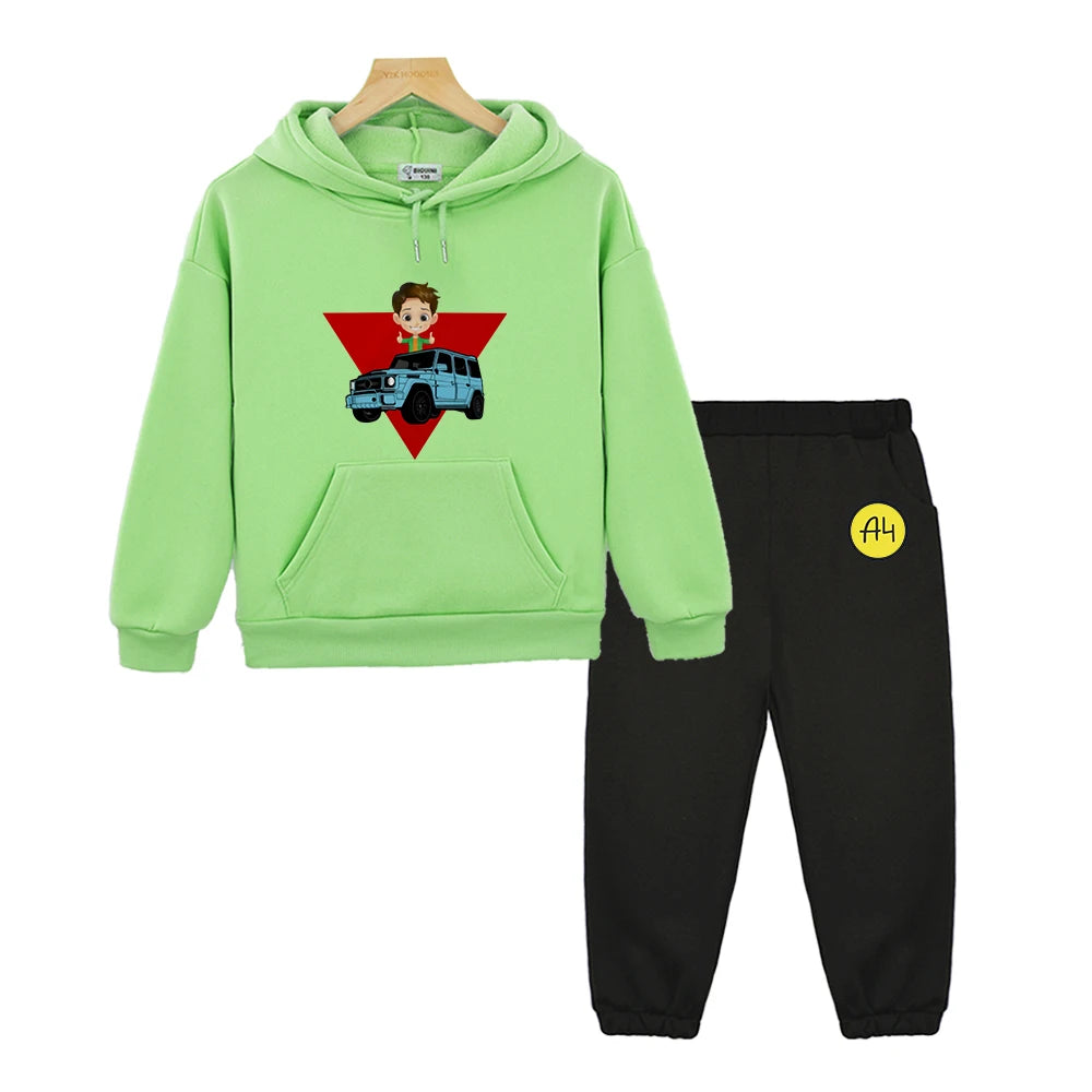 Maxy Kids Merch A4 Hoodie for Boy Suit мерч а4 Sweatshirt with Hood Children Costume Set Child Toddler Girl Winter Clothes Top Pants