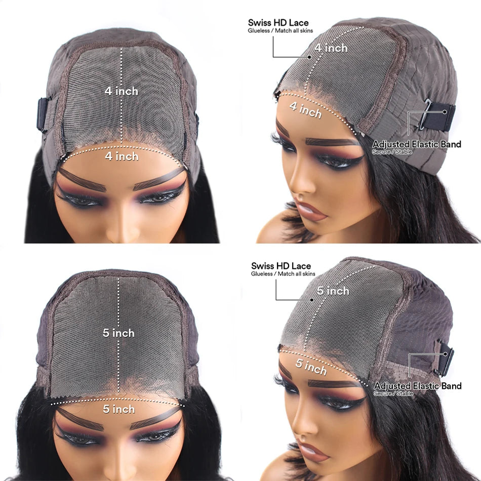 Maxy 12A Pre-Cut Pre-Plucked Glueless Wig Human Hair Wet and Wavy Short Bob Curly Wigs 4x4 5x5 HD Lace Closure Black Frontal Wig Hair
