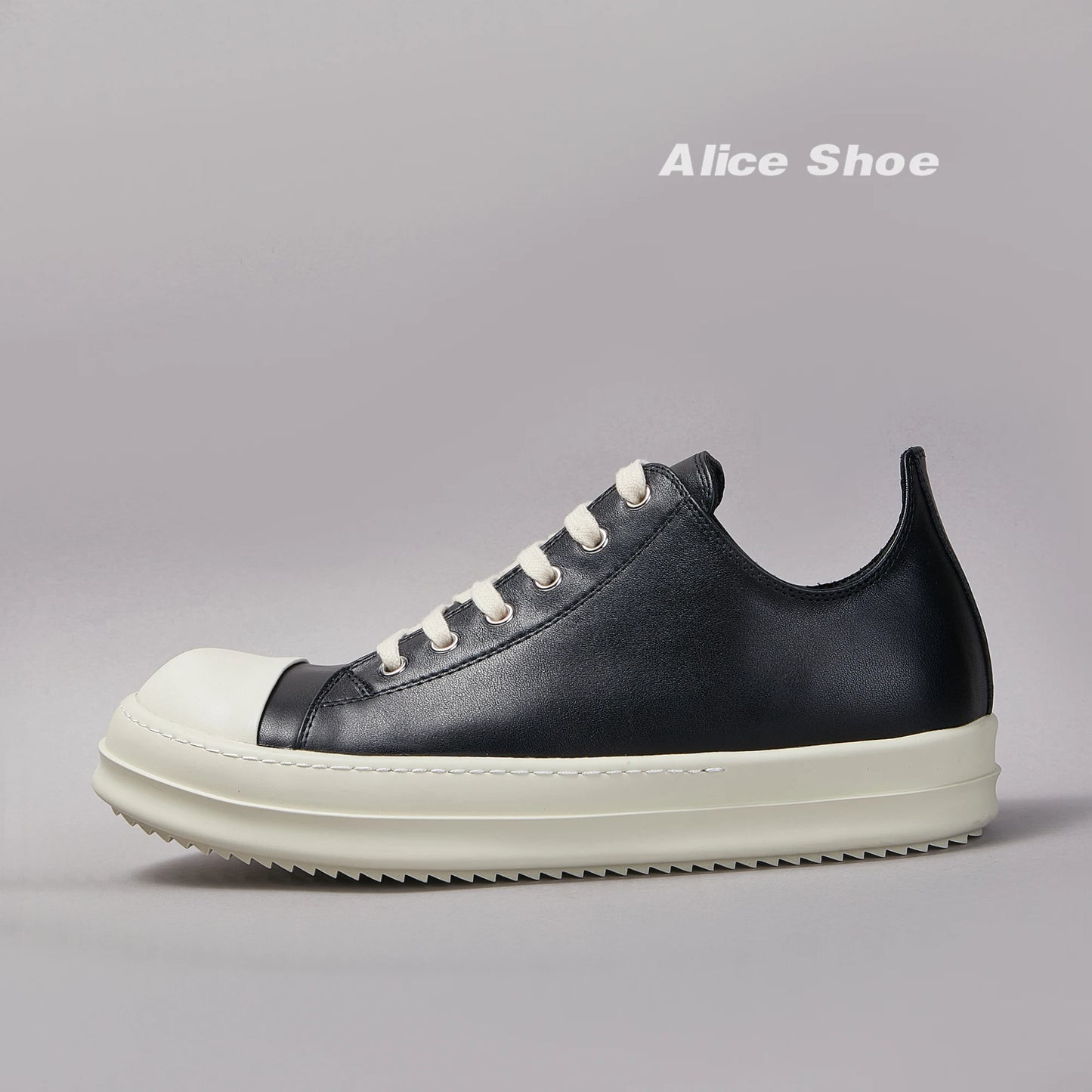 Maxy Ricks Brand Men Shoe Casual Leather Low Top Women Sneaker Fashion Flat Luxury Designer Platform owens Quality Black Flat Shoe