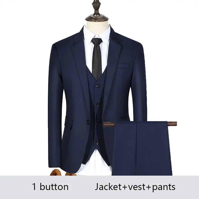 Amay High Quality Men Suits for Wedding 2 Pieces 3 Sets Blazers Elegant Formal Jackets Vest Pants Coats Full  Classic Costume