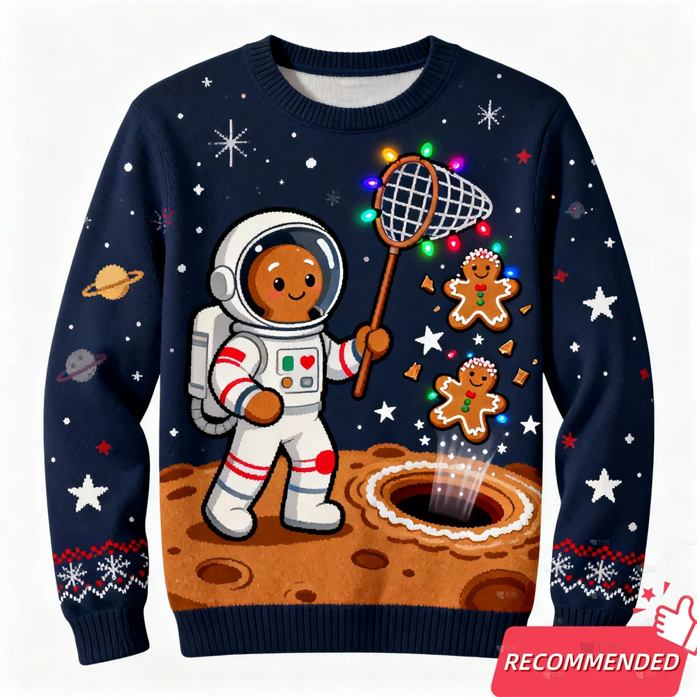 Maxy Funny Gingerbread Man Ugly Christmas Sweater Cartoon Anime Women Men Pullover Y2k Top New Fashion Xmas Sweatshirt Tracksuit