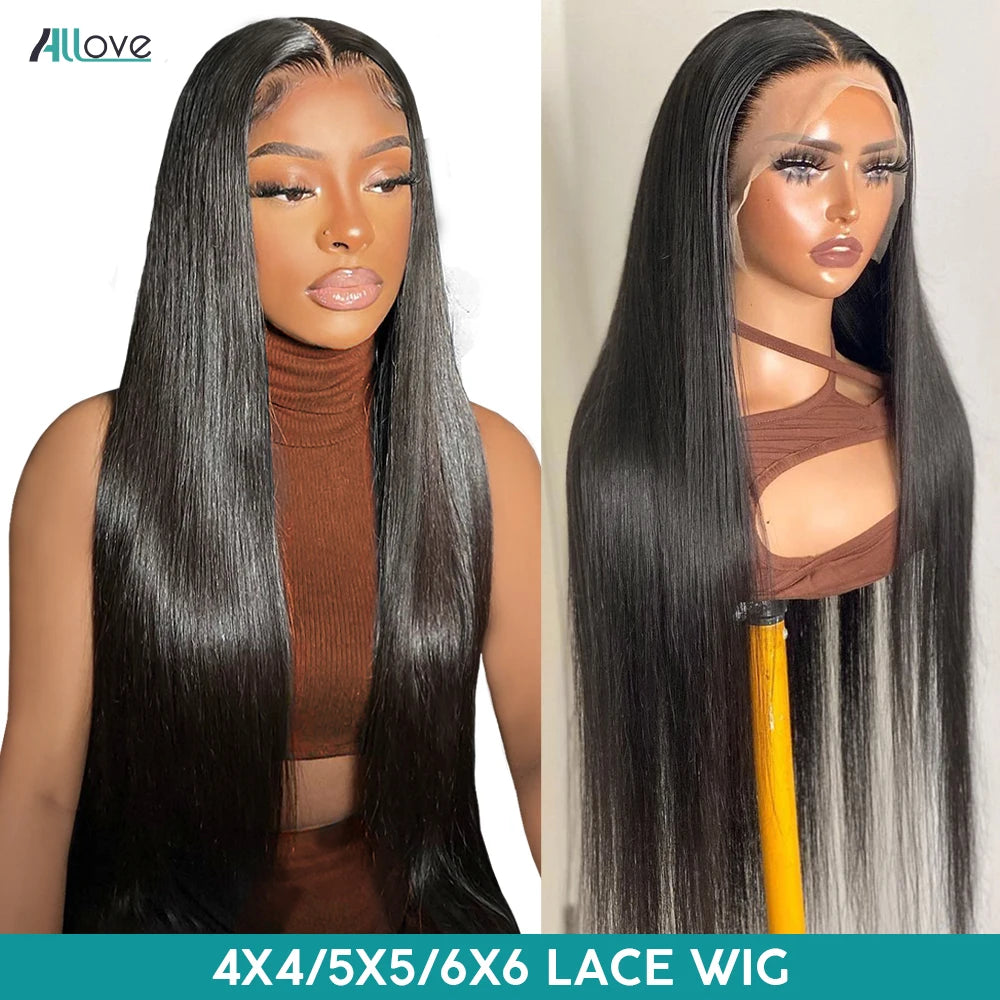 Amay 5x5 6x6 Lace Closure Wig Straight Human Hair Wigs 4x4  Transparent Lace Wig For Women Brazilian Remy Hair Wigs