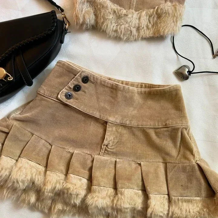 Maxy Two Piece Sets Women Outfits Y2K Pu Leather Spliced Denim Black Skirt Sets New Harajuku Gothic Sexy Zipper Jacket Mini Skirt
