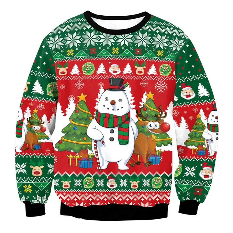 Visco Men Women Holiday Party Xmas Sweatshirt Happy Birthday Jesus Sweater Green 3D Funny Printed Ugly Christmas Sweaters Jumpers Tops