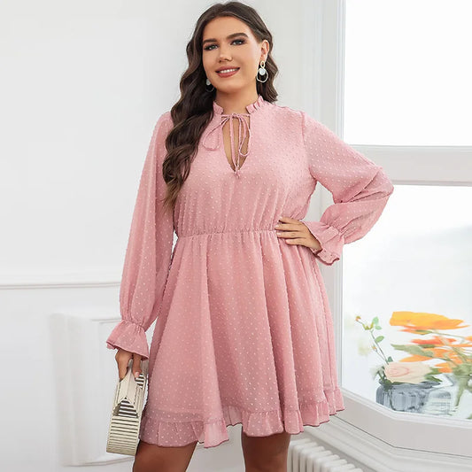 Maxy Women's New Oversized Short Sleeved V-neck Fashionable Slim Ruffled Waist Pink Short Dress Party Summer Elegantes Casual Y2k