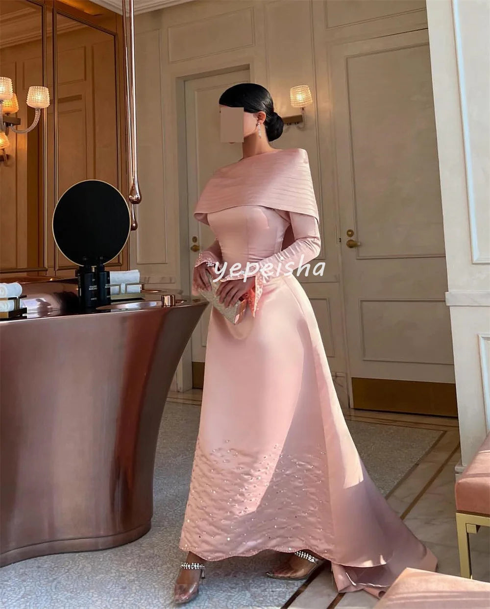 Maxy Customized Exquisite Fashion Pleat Draped Beading Sequined A-line Off-the-shoulder Midi Dresses Bespoke Occasion Dresses Formal