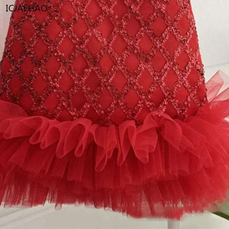 Maxy Princess Kids Sequin Long-Sleeved Princess Elegant Dresses Children's Ball Party Costume Flower Girls Wedding Tutu Clothes Vestidos