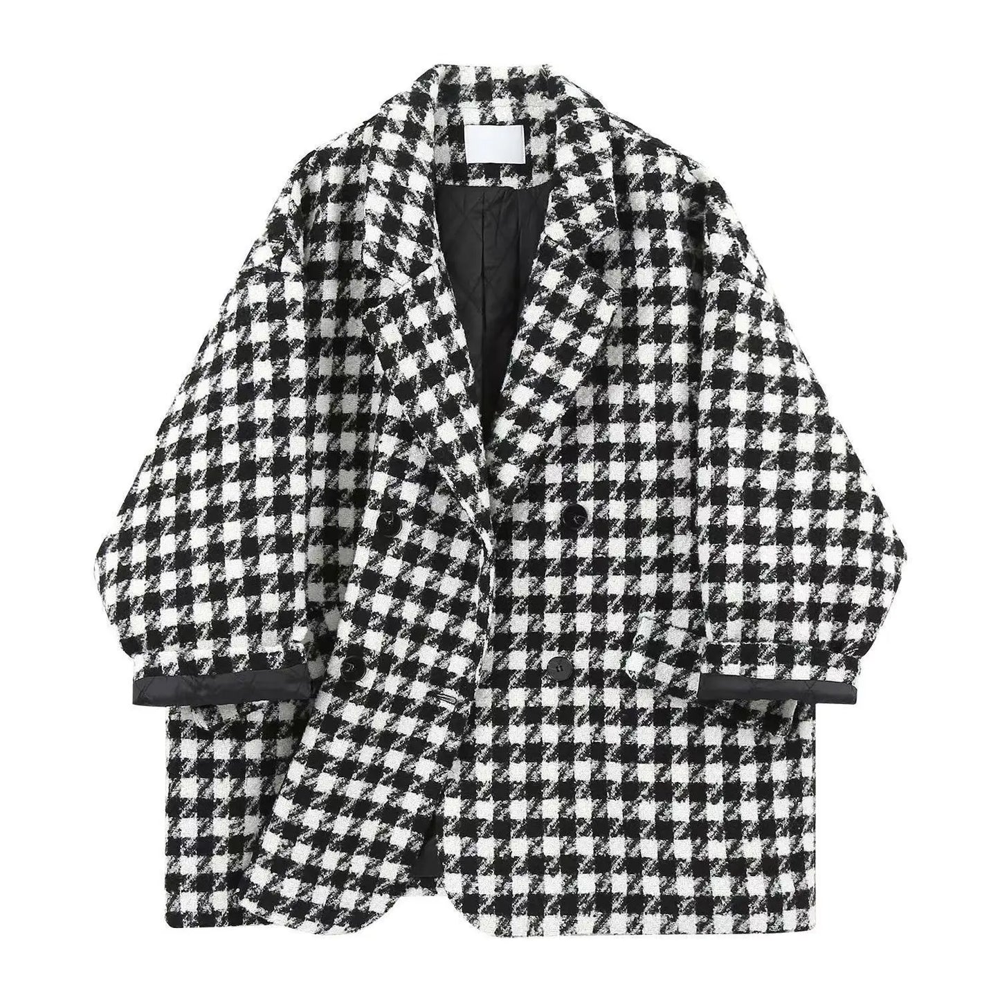 Maxy Autumn and Winter Fashion Women's Suit Korean Version Thick Woolen Plaid Suit Jacket Slimming Long Sleeved Dress Two-piece Set