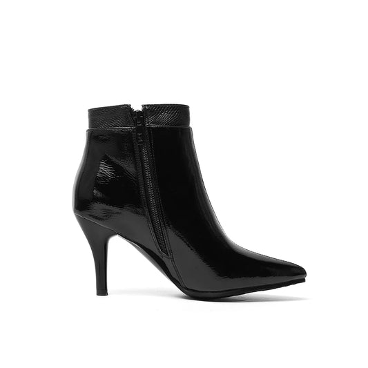 Winter Brand New Glossy Black Gray Women Ankle Dress Boots High Heels Lady Nude Shoes EA114 Plus Big Small Size 10 30 43 48