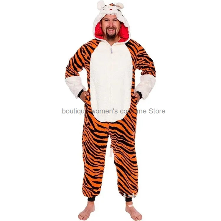 Maxy Christmas Cosplay Adult Cartoon Turkey Pajamas Reindeer Snowman Flannel Sleepwear Jumpsuit Costume Halloween Carnival Party Suit
