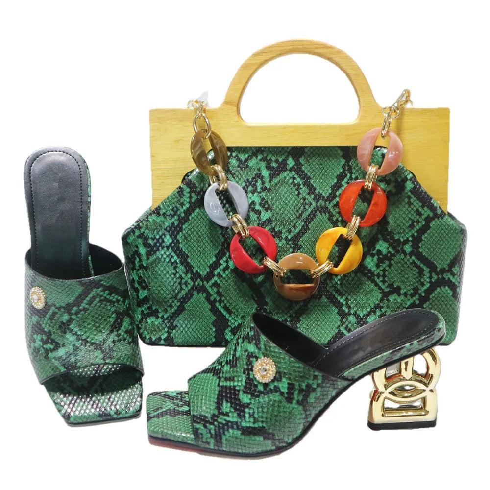 Maxy New Arrival Fashion High Heels 6.5CM Shoes and Bag Set for New Year Party Italian Style Classics Women Shoes and Bag Set