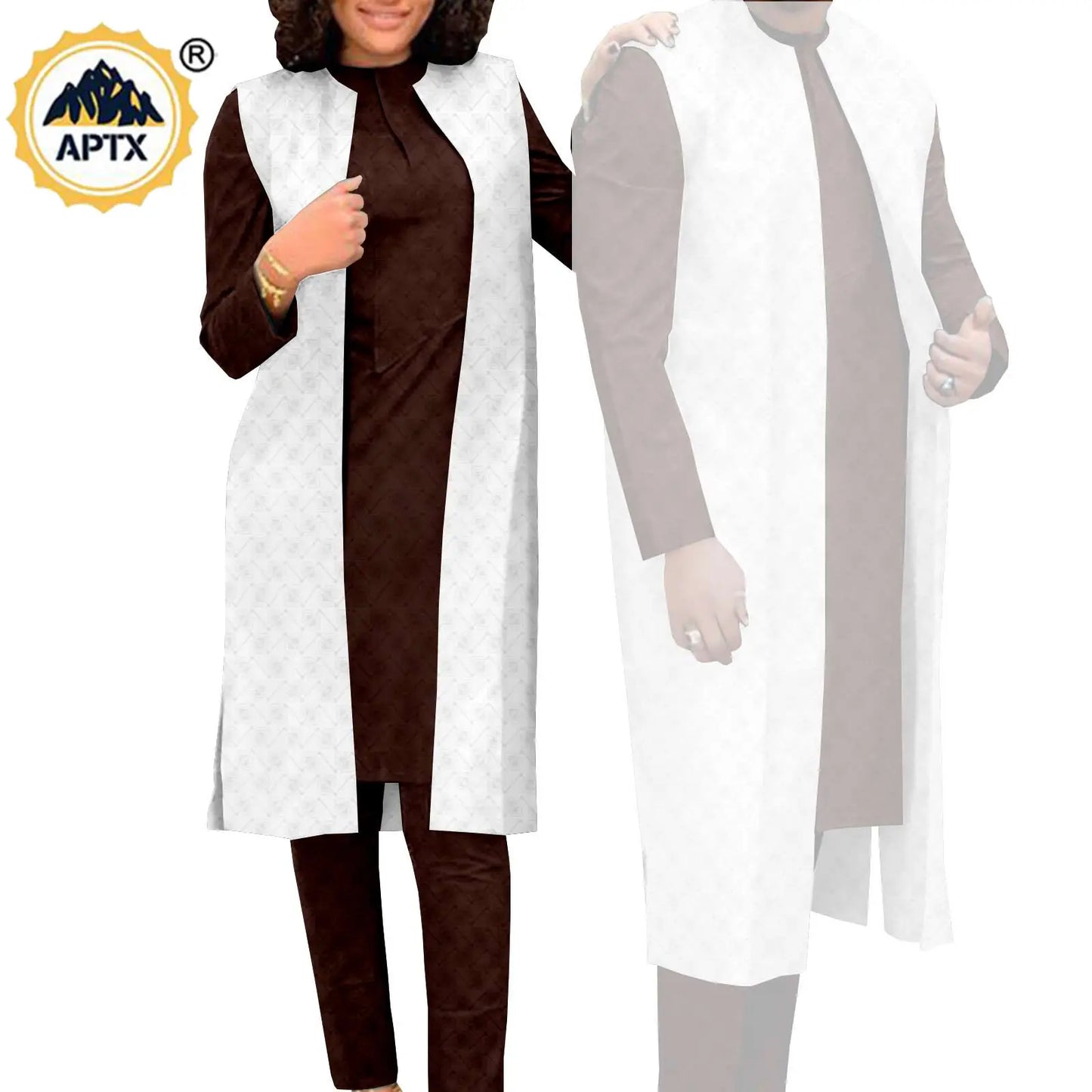 Amay Couples Clothes Bazin Riche Women Outfits 3 Pieces Sets Match Men Jacquard Shirt and Pants and Vest Jackets Sets Y22C029