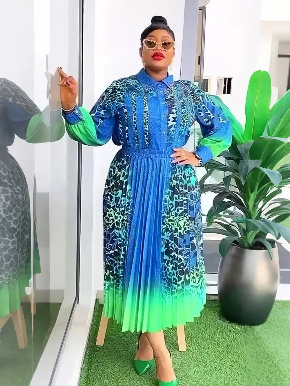 Maxy Party Evening Clothing for Women Autumn Jeans Shirt and Skirt Two Piece Set African Dashiki Print Outfits Ladies Gowns