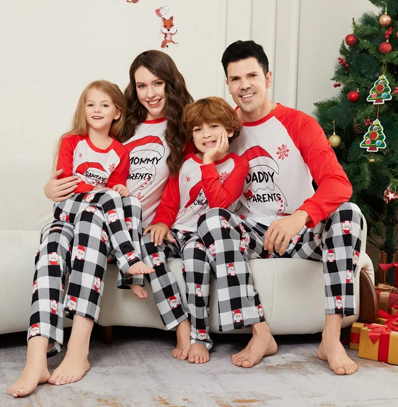 Maxy  Christmas Family Matching Pajamas Xmas Santa's Child Print Pjs Adult Kids Outfit set Baby Jumpsuit+Dog Clothes