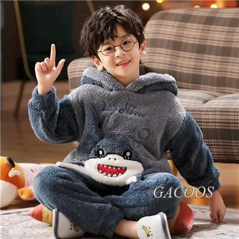 New 2024 Kids Boys Girls Pajamas Cartoon Long Sleeve Cute Warm Tops with Pants Toddler Baby Autumn Winter Sleeping Clothes Sets