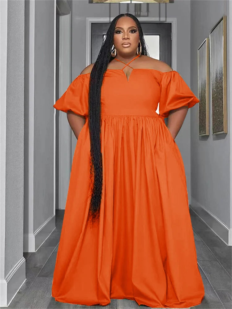 Wmstar Plus Size Dresses for Women Solid Summer Cute Elegant Party Maxi Dress Fashion Birthday Outfits Wholesale Dropshipping