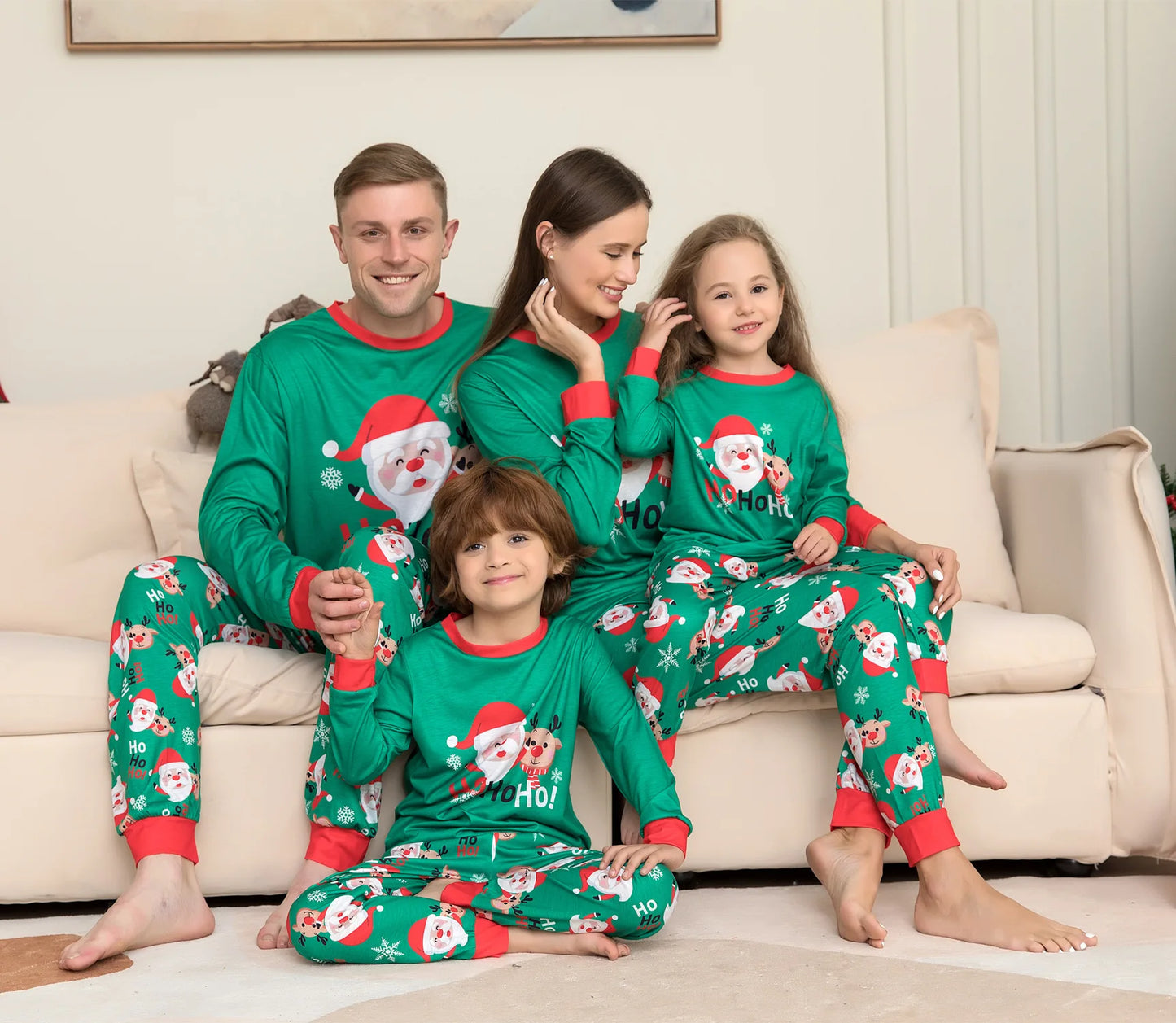 Xmas Family Matching Pajamas Set Santa Deer Letter Print Family Matching Outfits 2023 Christmas Family Pj's Dog Clothes