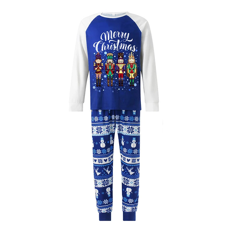 Christmas Family Matching Pajama Set Reindeer Print Long Sleeve Tops with Cozy Elastic Waist Pants for Winter Holiday Season