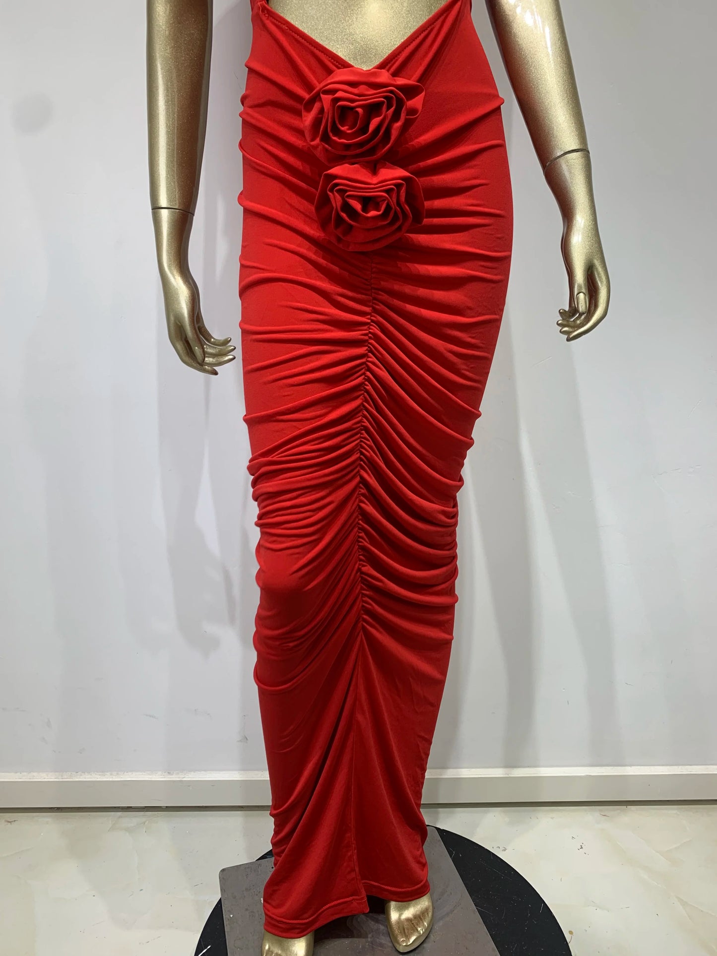 Women Red Party Dress Runway Fashion Crisscross Neck Cut Out Aplliques Pleated Maxi Long Celebrity Evening Birthday Prom Gowns