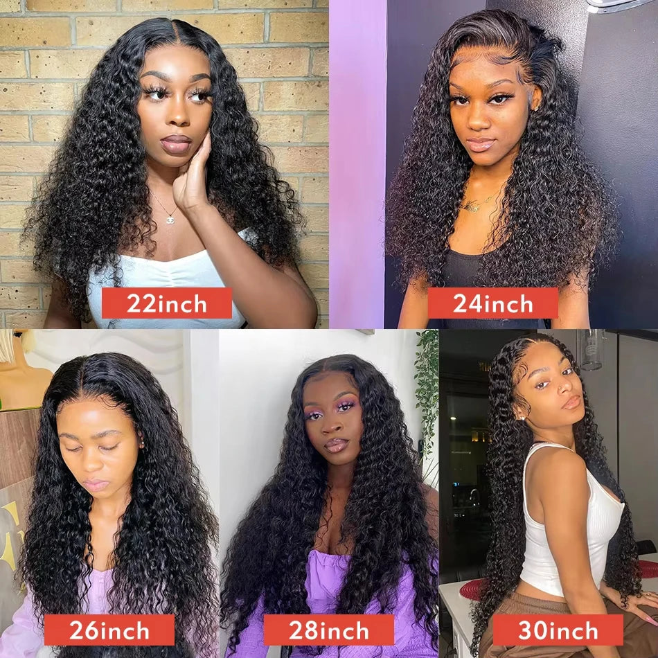 Maxy 13x4 Hd Lace Frontal Wig 13x6 Curly Human Hair Wigs Water Wave Human Hair Wig 30 40 Inch Loose Deep Wave Brazilian Choice Black