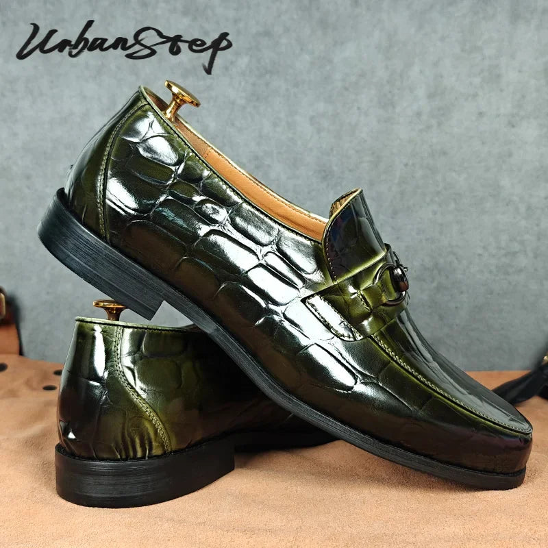 Maxy Luxury Mens Leather Shoes Genuine Leather Horsebit Loafers Moccasin Social Casual Shoes Wedding Formal Dress Driving Men Shoes