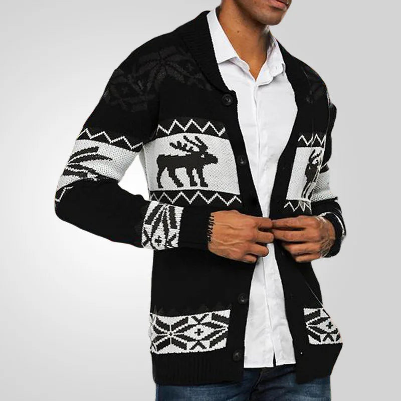 2025 Autumn Winter Men's Snowflake Christmas Sweater Knitted Sweater V-Neck Casual Knit Jumpers Pullovers Home Warm Outwear Male