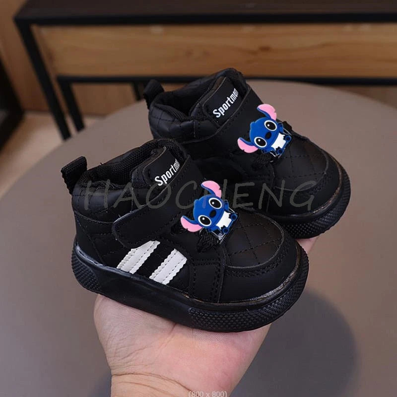 Visco Mickey Minnie Fashion Kids Sneakers High Top Breathable Casual Shoes Girls Non-slip Boys Outdoors Toddler Board Shoes