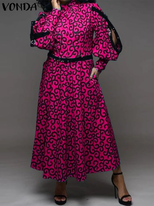 Maxy Hollow Out Elegant Loose 2PCS Dress Sets Women Sets Casual Bohemian Two Piece Suits Printing Outfits
