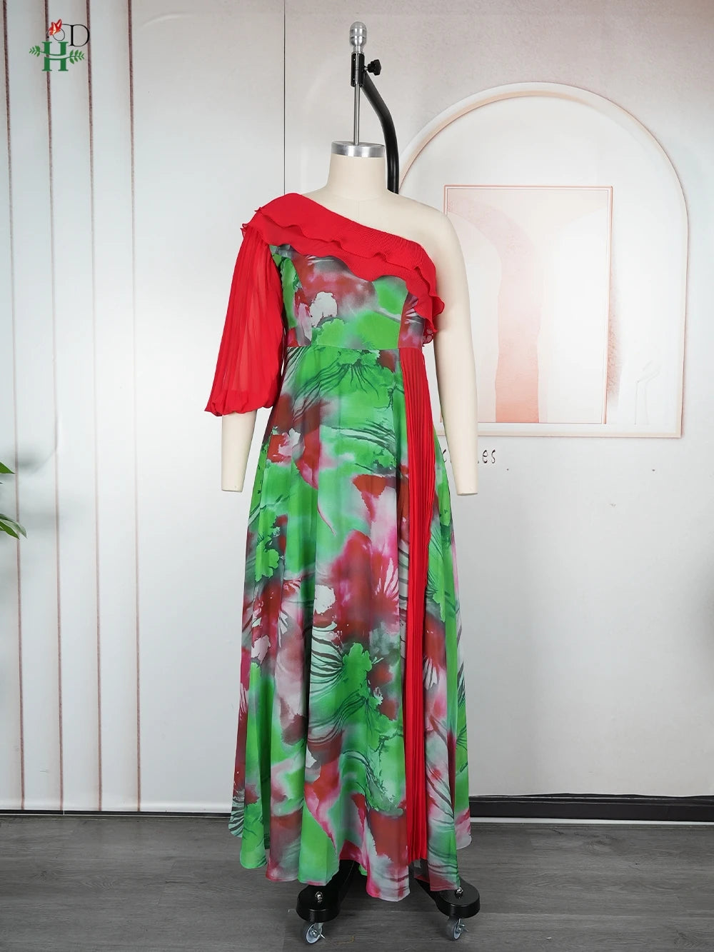 Amay Summer Flounce Maxy Dresses Women's Clothes Evening Party Wedding Dress Plus Size Luxury One-shoulder Dress