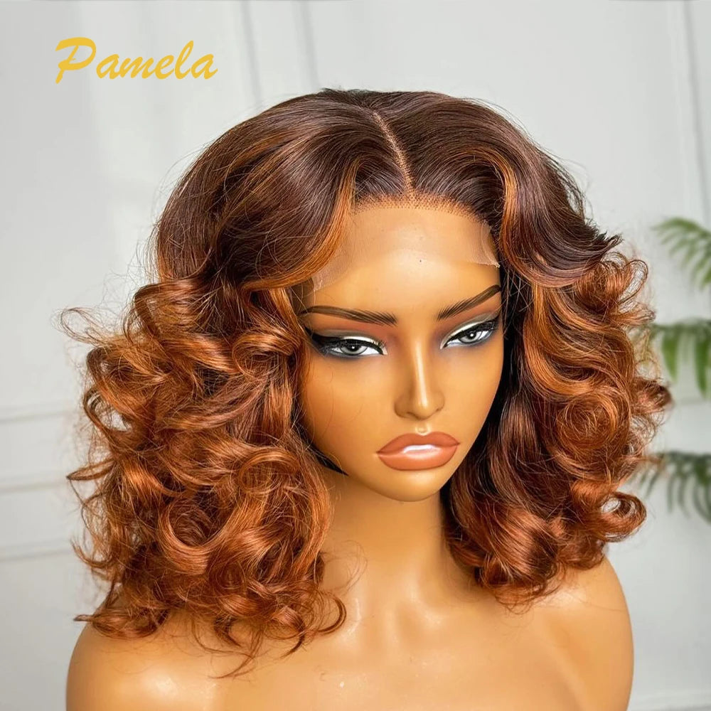 Maxy Brazilian Princess Hair Wig Ombre Blonde Short Bob 4x4 13x4 Transparent Lace Front Loose Deep Wave Glueless Human Hair Wigs